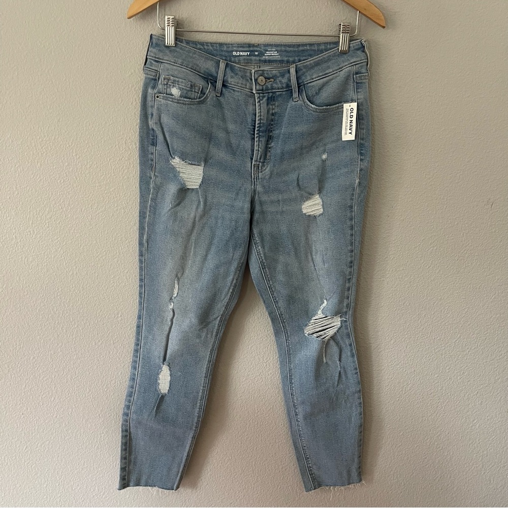 Old Navy High Rise Rockstar Super Skinny Secret Slim Pockets Distressed Jeans 10